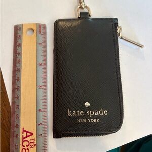 kate spade Black coin Case with Gold Hardware
